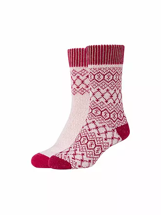 CAMANO | Damen Freizeitsocken Cosy Jacquard 2er Pkg. | dunkelrot